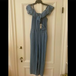 NWT Michael Stars Ruffle Denim Jumpsuit